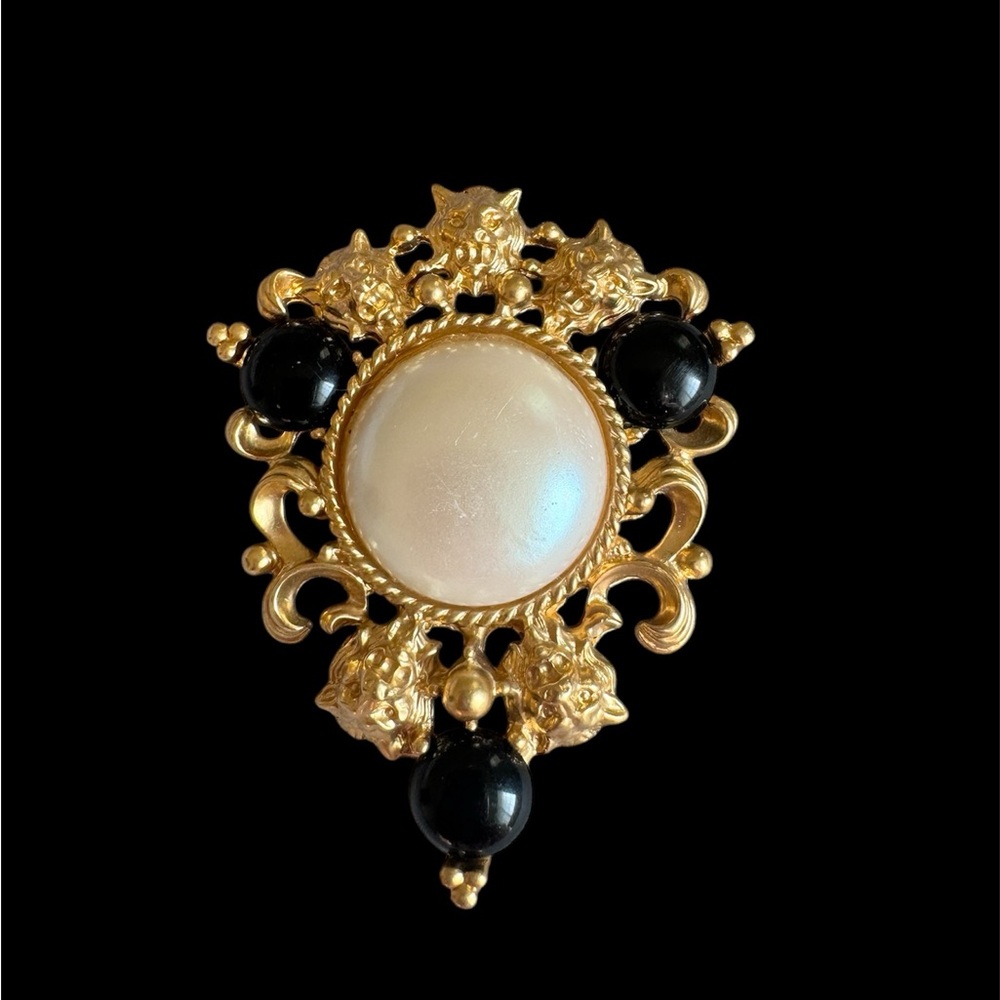Vintage Avon Gold and Black Brooch